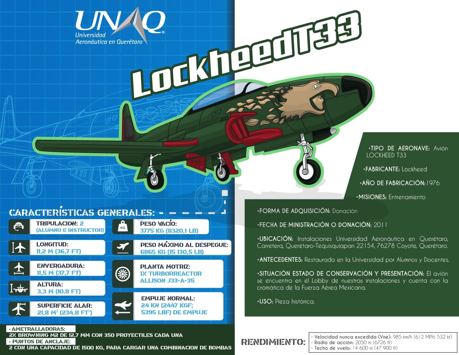 Lockheed T33 Unaq Universidad Aeronáutica En Querétaro 8543